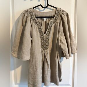 Charter Club Luxury Linen Blouse in Beige